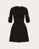 WOMEN'S VALENTINO STRETCH VISCOSE AND HEAVY LACE DRESS BLACK