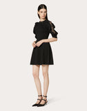 WOMEN'S VALENTINO STRETCH VISCOSE AND HEAVY LACE DRESS BLACK