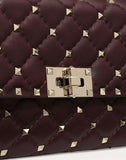 WOMEN'S VALENTINO GARAVANI ROCKSTUD SPIKE NAPPA LEATHER CROSSBODY CLUTCH BAG RUBY
