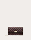 WOMEN'S VALENTINO GARAVANI ROCKSTUD SPIKE NAPPA LEATHER CROSSBODY CLUTCH BAG RUBY
