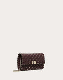 WOMEN'S VALENTINO GARAVANI ROCKSTUD SPIKE NAPPA LEATHER CROSSBODY CLUTCH BAG RUBY