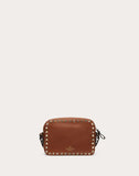 WOMEN'S VALENTINO GARAVANI SMALL ROCKSTUD GRAINY CALFSKIN CROSSBODY BAG BROWN