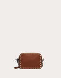 WOMEN'S VALENTINO GARAVANI SMALL ROCKSTUD GRAINY CALFSKIN CROSSBODY BAG BROWN