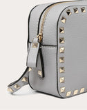 WOMEN'S VALENTINO GARAVANI SMALL ROCKSTUD GRAINY CALFSKIN CROSSBODY BAG PASTEL GRAY