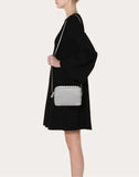 WOMEN'S VALENTINO GARAVANI SMALL ROCKSTUD GRAINY CALFSKIN CROSSBODY BAG PASTEL GRAY