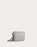 WOMEN'S VALENTINO GARAVANI SMALL ROCKSTUD GRAINY CALFSKIN CROSSBODY BAG PASTEL GRAY