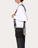 MEN'S VALENTINO GARAVANI SMALL NYLON SHOULDER BAG WITH VLTN RIBBON STRAP BLACK