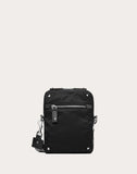 MEN'S VALENTINO GARAVANI SMALL NYLON SHOULDER BAG WITH VLTN RIBBON STRAP BLACK