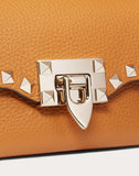WOMEN'S VALENTINO GARAVANI MINI ROCKSTUD GRAINY LEATHER CROSSBODY BAG TAN