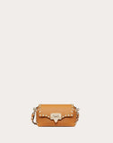 WOMEN'S VALENTINO GARAVANI MINI ROCKSTUD GRAINY LEATHER CROSSBODY BAG TAN