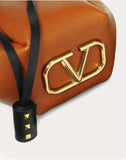 WOMEN'S VALENTINO GARAVANI SMALL VLOGO CALFSKIN BUCKET BAG TAN