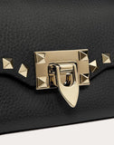 WOMEN'S VALENTINO GARAVANI MINI ROCKSTUD GRAINY CALFSKIN CROSSBODY BAG BLACK