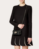 WOMEN'S VALENTINO GARAVANI MINI ROCKSTUD GRAINY CALFSKIN CROSSBODY BAG BLACK