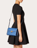 WOMEN'S VALENTINO GARAVANI SMALL ROCKSTUD GRAINY CALFSKIN CROSSBODY BAG BALTIC BLUE