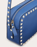 WOMEN'S VALENTINO GARAVANI SMALL ROCKSTUD GRAINY CALFSKIN CROSSBODY BAG BALTIC BLUE