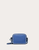 WOMEN'S VALENTINO GARAVANI SMALL ROCKSTUD GRAINY CALFSKIN CROSSBODY BAG BALTIC BLUE