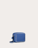 WOMEN'S VALENTINO GARAVANI SMALL ROCKSTUD GRAINY CALFSKIN CROSSBODY BAG BALTIC BLUE