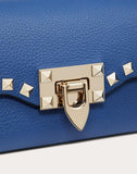 WOMEN'S VALENTINO GARAVANI MINI ROCKSTUD GRAINY CALFSKIN CROSSBODY BAG BALTIC BLUE