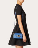 WOMEN'S VALENTINO GARAVANI MINI ROCKSTUD GRAINY CALFSKIN CROSSBODY BAG BALTIC BLUE