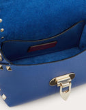 WOMEN'S VALENTINO GARAVANI MINI ROCKSTUD GRAINY CALFSKIN CROSSBODY BAG BALTIC BLUE