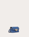 WOMEN'S VALENTINO GARAVANI MINI ROCKSTUD GRAINY CALFSKIN CROSSBODY BAG BALTIC BLUE