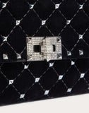 WOMEN'S VALENTINO GARAVANI SPIKE.IT VELVET CHAIN BAG WITH HEMATITE STUDS