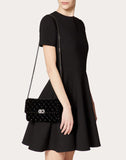 WOMEN'S VALENTINO GARAVANI SPIKE.IT VELVET CHAIN BAG WITH HEMATITE STUDS