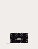 WOMEN'S VALENTINO GARAVANI SPIKE.IT VELVET CHAIN BAG WITH HEMATITE STUDS