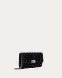 WOMEN'S VALENTINO GARAVANI SPIKE.IT VELVET CHAIN BAG WITH HEMATITE STUDS
