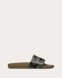 MEN'S VALENTINO GARAVANI CAMOUFLAGE RUBBER SLIDER SANDAL MILITARY GREEN
