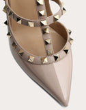 WOMEN'S VALENTINO GARAVANI PATENT ROCKSTUD CAGED PUMP 100MM POUDRE