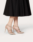 WOMEN'S VALENTINO GARAVANI PATENT ROCKSTUD CAGED PUMP 100MM POUDRE