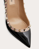 WOMEN'S VALENTINO GARAVANI ROCKSTUD PATENT LEATHER PUMP 100 MM BLACK
