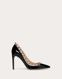 WOMEN'S VALENTINO GARAVANI ROCKSTUD PATENT LEATHER PUMP 100 MM BLACK