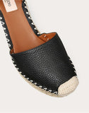 WOMEN'S VALENTINO GARAVANI ROCKSTUD DOUBLE GRAINY CALFSKIN LEATHER WEDGE ESPADRILLE 65 MM
