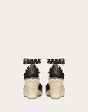 WOMEN'S VALENTINO GARAVANI ROCKSTUD DOUBLE GRAINY CALFSKIN LEATHER WEDGE ESPADRILLE 65 MM