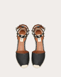 WOMEN'S VALENTINO GARAVANI ROCKSTUD DOUBLE GRAINY CALFSKIN LEATHER WEDGE ESPADRILLE 65 MM