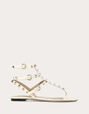 WOMEN'S VALENTINO GARAVANI ROCKSTUD CALFSKIN FLAT FLIP-FLOP SANDAL LIGHT IVORY