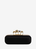 WOMEN'S ALEXANDER McQUEEN SATIN FOUR RING CLUTCH BLACK