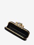 WOMEN'S ALEXANDER McQUEEN SATIN FOUR RING CLUTCH BLACK
