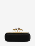 WOMEN'S ALEXANDER McQUEEN SATIN FOUR RING CLUTCH BLACK