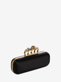WOMEN'S ALEXANDER McQUEEN SATIN FOUR RING CLUTCH BLACK