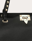 WOMEN'S VALENTINO GARAVANI MEDIUM GRAIN CALFSKIN LEATHER ROCKSTUD BAG BLACK