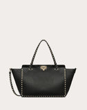 WOMEN'S VALENTINO GARAVANI MEDIUM GRAIN CALFSKIN LEATHER ROCKSTUD BAG BLACK