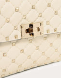 WOMEN'S VALENTINO GARAVANI MEDIUM ROCKSTUD SPIKE NAPPA LEATHER BAG LIGHT IVORY