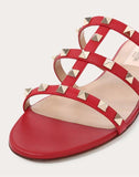 WOMEN'S VALENTINO GARAVANI ROCKSTUD FLAT SLIDE SANDAL ROSSO VALENTINO