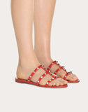 WOMEN'S VALENTINO GARAVANI ROCKSTUD FLAT SLIDE SANDAL ROSSO VALENTINO