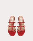 WOMEN'S VALENTINO GARAVANI ROCKSTUD FLAT SLIDE SANDAL ROSSO VALENTINO