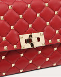 WOMEN'S VALENTINO GARAVANI ROCKSTUD SPIKE NAPPA LEATHER CROSSBODY CLUTCH BAG ROSSO VALENTINO