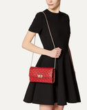 WOMEN'S VALENTINO GARAVANI ROCKSTUD SPIKE NAPPA LEATHER CROSSBODY CLUTCH BAG ROSSO VALENTINO